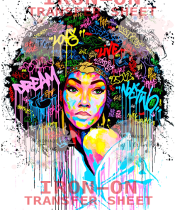 Dream Love Live Afro Graffiti Girl (SCREEN PRINT IRON ON TRANSFER SHEET ONLY)